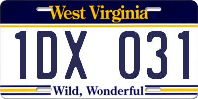WV license plate 1DX031
