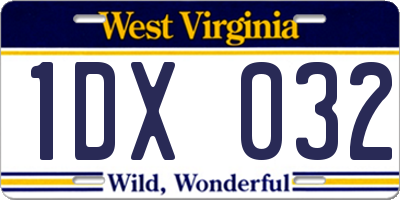 WV license plate 1DX032