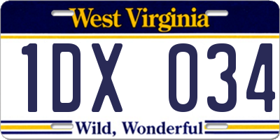 WV license plate 1DX034