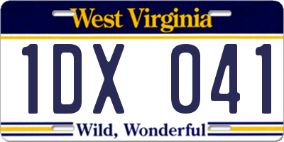 WV license plate 1DX041