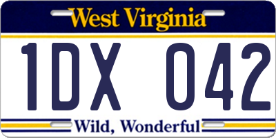 WV license plate 1DX042