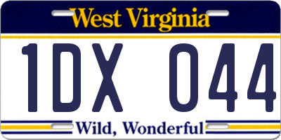 WV license plate 1DX044