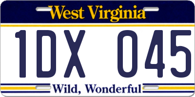 WV license plate 1DX045
