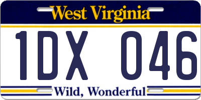 WV license plate 1DX046