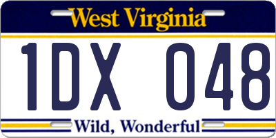 WV license plate 1DX048