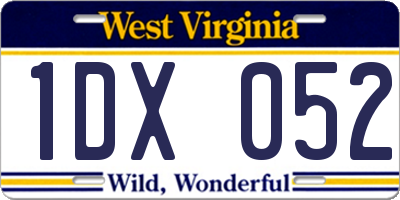 WV license plate 1DX052