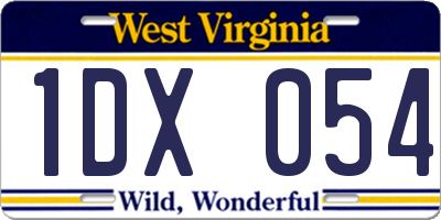 WV license plate 1DX054