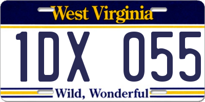 WV license plate 1DX055