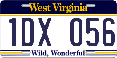 WV license plate 1DX056