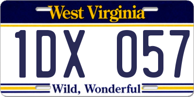 WV license plate 1DX057