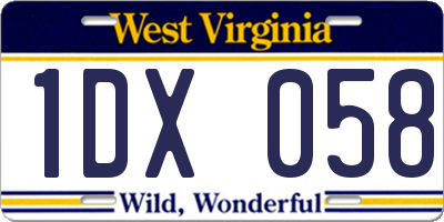 WV license plate 1DX058