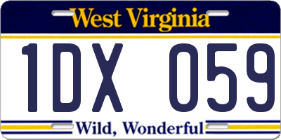 WV license plate 1DX059
