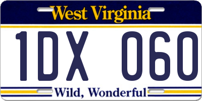 WV license plate 1DX060