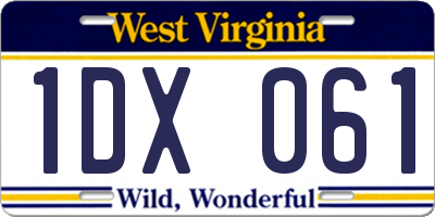 WV license plate 1DX061