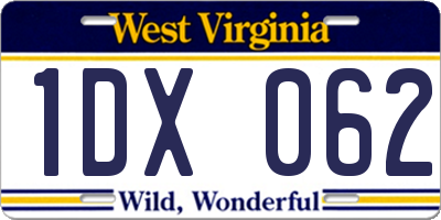WV license plate 1DX062