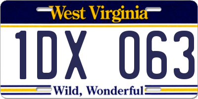 WV license plate 1DX063