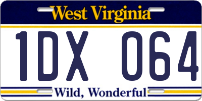 WV license plate 1DX064