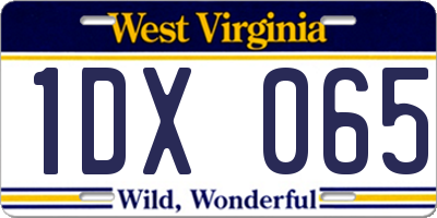 WV license plate 1DX065