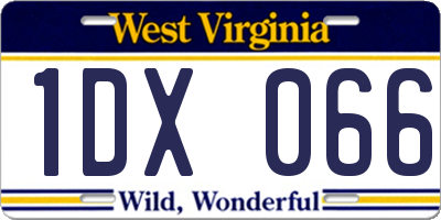 WV license plate 1DX066