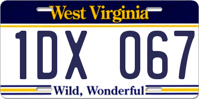 WV license plate 1DX067