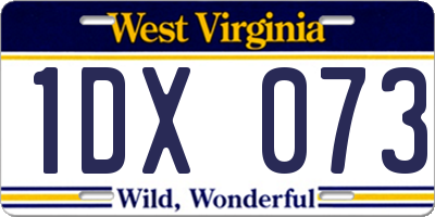 WV license plate 1DX073
