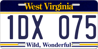 WV license plate 1DX075
