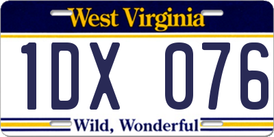 WV license plate 1DX076