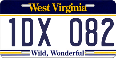 WV license plate 1DX082