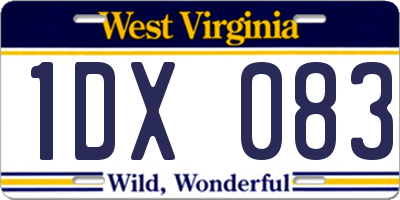WV license plate 1DX083