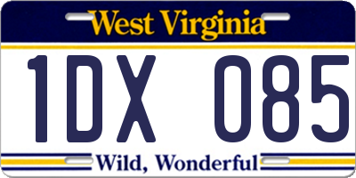 WV license plate 1DX085