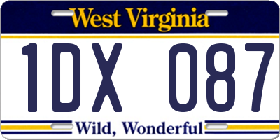 WV license plate 1DX087