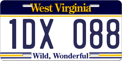 WV license plate 1DX088