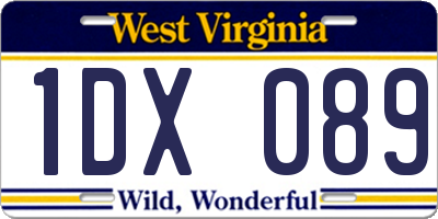 WV license plate 1DX089