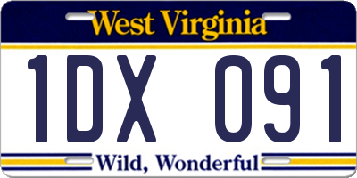 WV license plate 1DX091