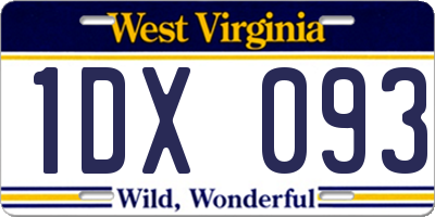 WV license plate 1DX093