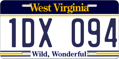 WV license plate 1DX094