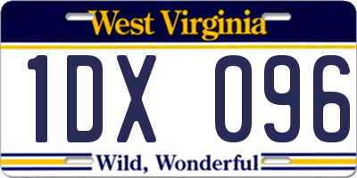 WV license plate 1DX096
