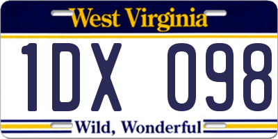 WV license plate 1DX098