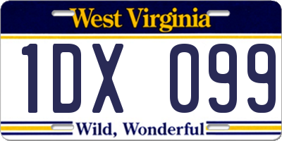 WV license plate 1DX099