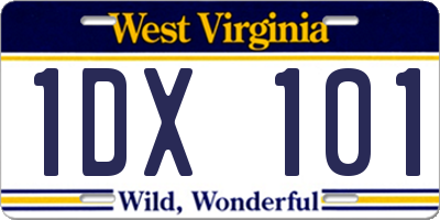 WV license plate 1DX101