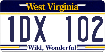 WV license plate 1DX102