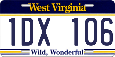 WV license plate 1DX106