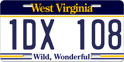 WV license plate 1DX108