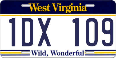 WV license plate 1DX109