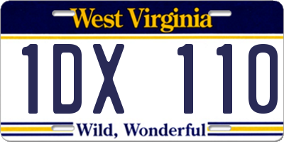 WV license plate 1DX110