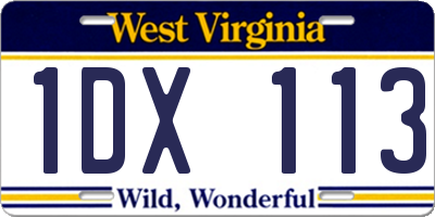 WV license plate 1DX113