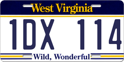 WV license plate 1DX114