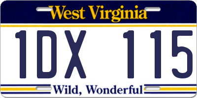WV license plate 1DX115