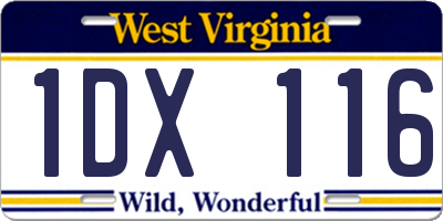 WV license plate 1DX116
