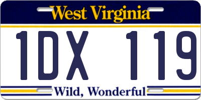 WV license plate 1DX119